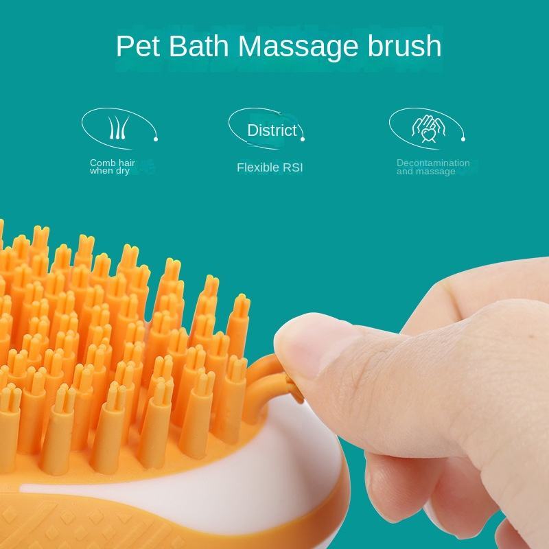 2-in-1 Dog & Cat Bath Brush – Soft Silicone Pet Grooming & Massage Comb with Shampoo Dispenser, Easy-Clean Design