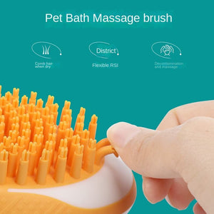 2-in-1 Dog & Cat Bath Brush – Soft Silicone Pet Grooming & Massage Comb with Shampoo Dispenser, Easy-Clean Design