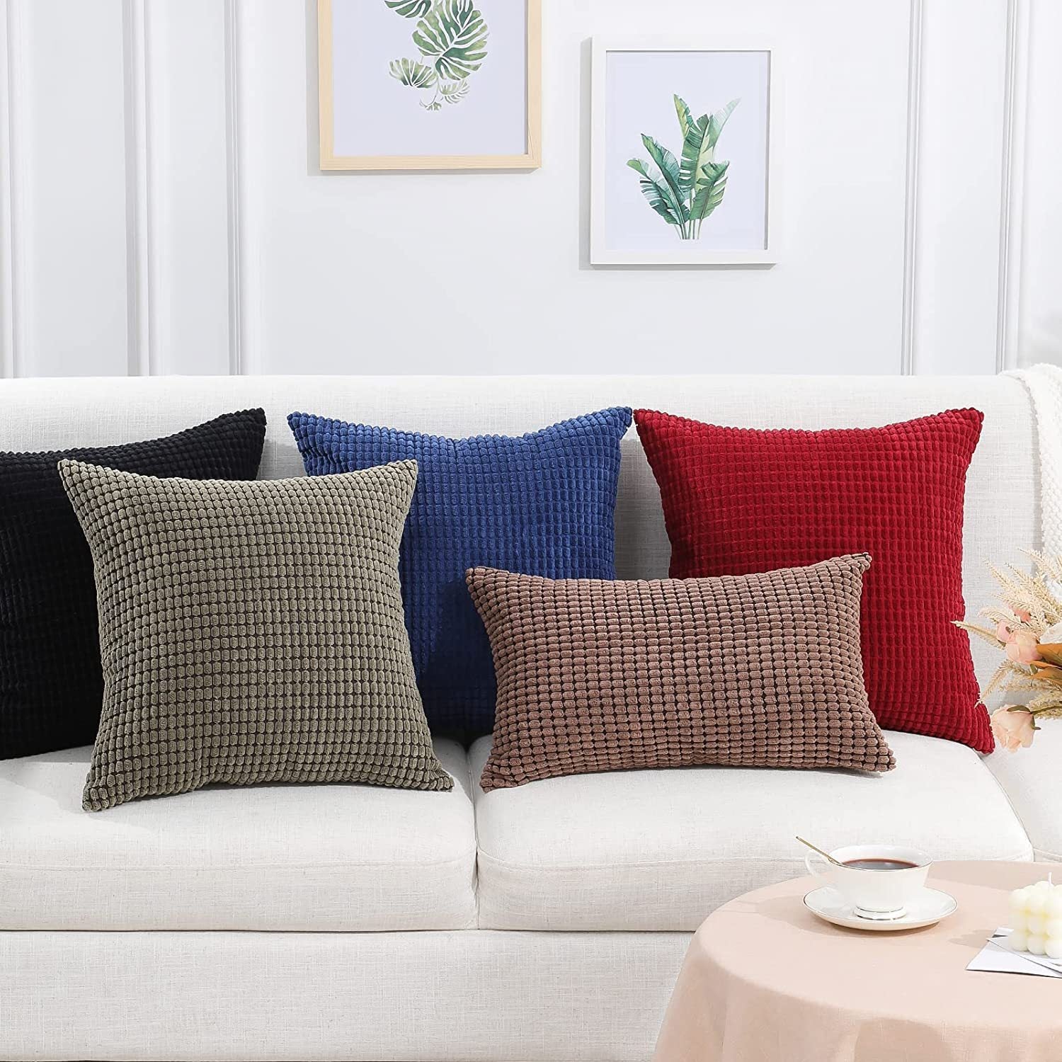 Super Soft Corduroy Pillow Covers – Boho Striped Decorative Throw Covers for Couch, Living Room, Christmas Decor (1 Piece)