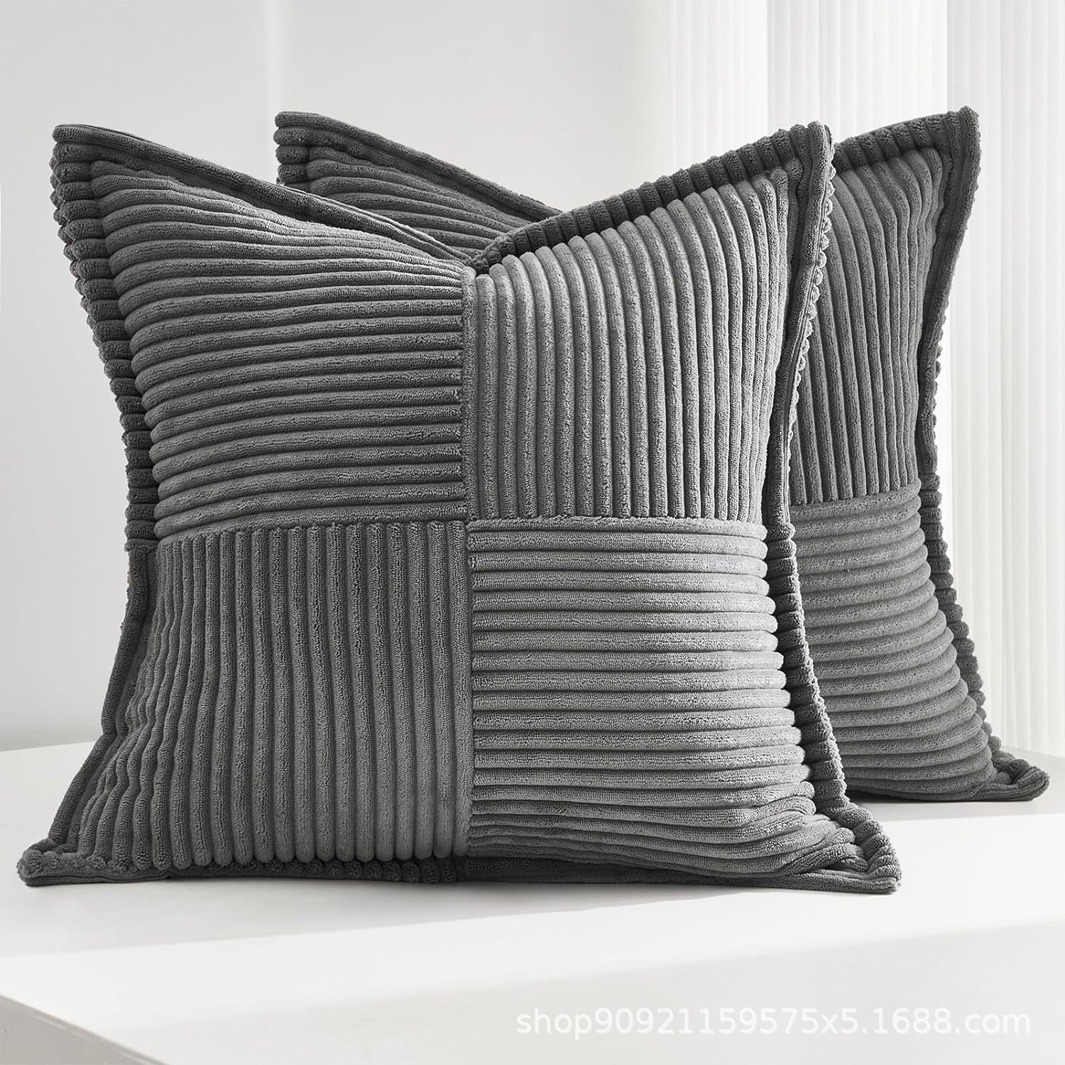 Super Soft Corduroy Pillow Covers – Boho Striped Decorative Throw Covers for Couch, Living Room, Christmas Decor (1 Piece)