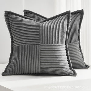 Super Soft Corduroy Pillow Covers – Boho Striped Decorative Throw Covers for Couch, Living Room, Christmas Decor (1 Piece)