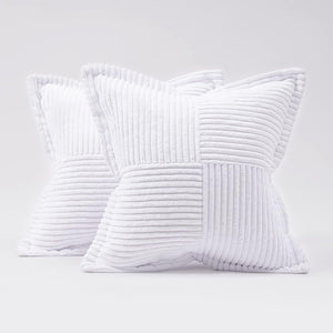 Super Soft Corduroy Pillow Covers – Boho Striped Decorative Throw Covers for Couch, Living Room, Christmas Decor (1 Piece)