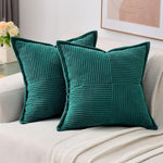 Super Soft Corduroy Pillow Covers – Boho Striped Decorative Throw Covers for Couch, Living Room, Christmas Decor (1 Piece)