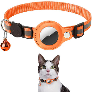 Reflective Pet Collar with Waterproof Airtag Holder – Durable Nylon Adjustable Dog & Cat Collar for All Seasons