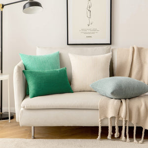 Super Soft Corduroy Pillow Covers – Boho Striped Decorative Throw Covers for Couch, Living Room, Christmas Decor (1 Piece)