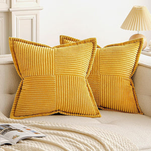 Super Soft Corduroy Pillow Covers – Boho Striped Decorative Throw Covers for Couch, Living Room, Christmas Decor (1 Piece)