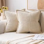 Super Soft Corduroy Pillow Covers – Boho Striped Decorative Throw Covers for Couch, Living Room, Christmas Decor (1 Piece)