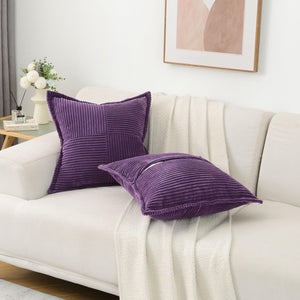 Super Soft Corduroy Pillow Covers – Boho Striped Decorative Throw Covers for Couch, Living Room, Christmas Decor (1 Piece)