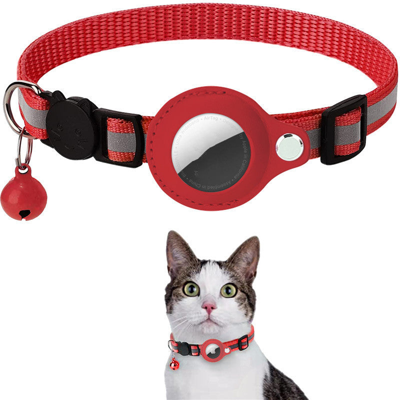 Reflective Pet Collar with Waterproof Airtag Holder – Durable Nylon Adjustable Dog & Cat Collar for All Seasons