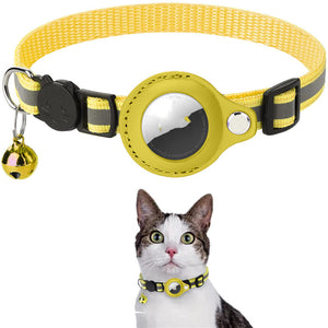 Reflective Pet Collar with Waterproof Airtag Holder – Durable Nylon Adjustable Dog & Cat Collar for All Seasons