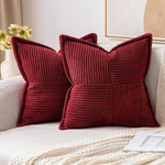 Super Soft Corduroy Pillow Covers – Boho Striped Decorative Throw Covers for Couch, Living Room, Christmas Decor (1 Piece)