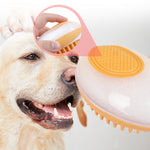 2-in-1 Dog & Cat Bath Brush – Soft Silicone Pet Grooming & Massage Comb with Shampoo Dispenser, Easy-Clean Design