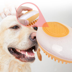 2-in-1 Dog & Cat Bath Brush – Soft Silicone Pet Grooming & Massage Comb with Shampoo Dispenser, Easy-Clean Design