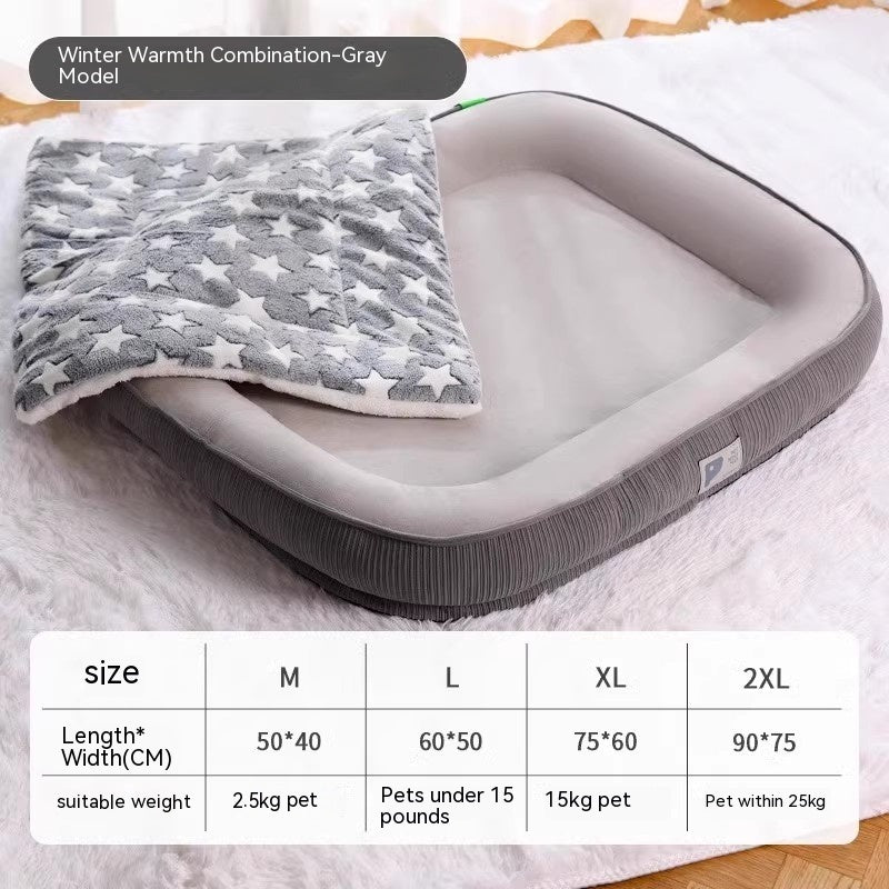 Home Winter Warm Dog Bed – Plush Cozy Pet Sleeping Nest with Blanket, Multiple Sizes & Colors