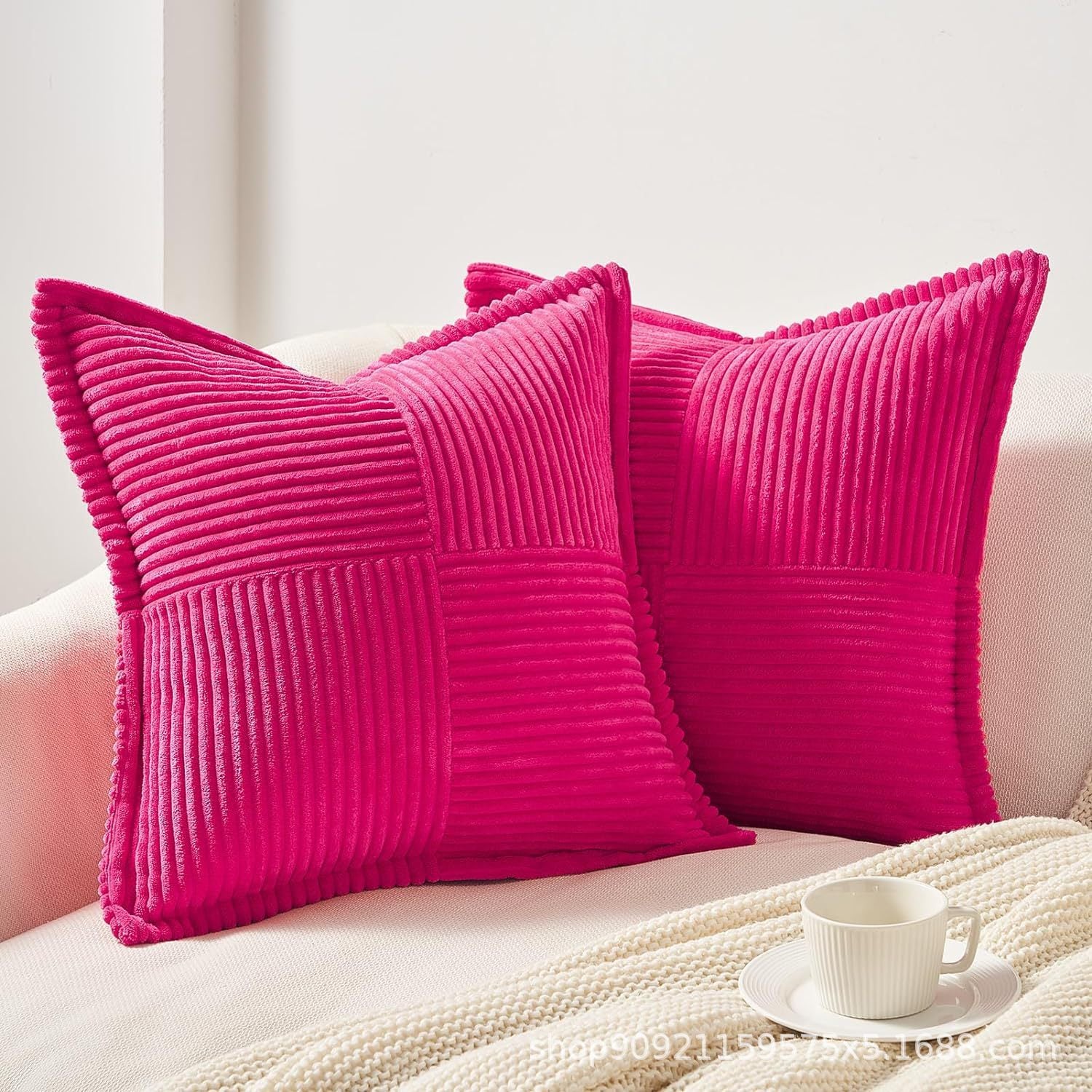Super Soft Corduroy Pillow Covers – Boho Striped Decorative Throw Covers for Couch, Living Room, Christmas Decor (1 Piece)