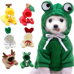 Cute Fruit Dog Hoodies for Small Dogs – Warm Winter Fleece Pet Clothes, Puppy & Cat Costumes for French Bulldog, Chihuahua, and More