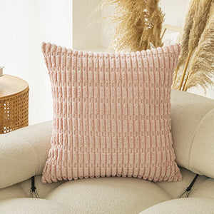 Soft Boho Striped Throw Pillow Covers – Modern Farmhouse Plush Cushion Covers for Sofa, Bed & Living Room Decor