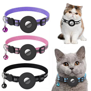Reflective Pet Collar with Waterproof Airtag Holder – Durable Nylon Adjustable Dog & Cat Collar for All Seasons