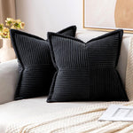 Super Soft Corduroy Pillow Covers – Boho Striped Decorative Throw Covers for Couch, Living Room, Christmas Decor (1 Piece)