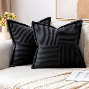 Super Soft Corduroy Pillow Covers – Boho Striped Decorative Throw Covers for Couch, Living Room, Christmas Decor (1 Piece)