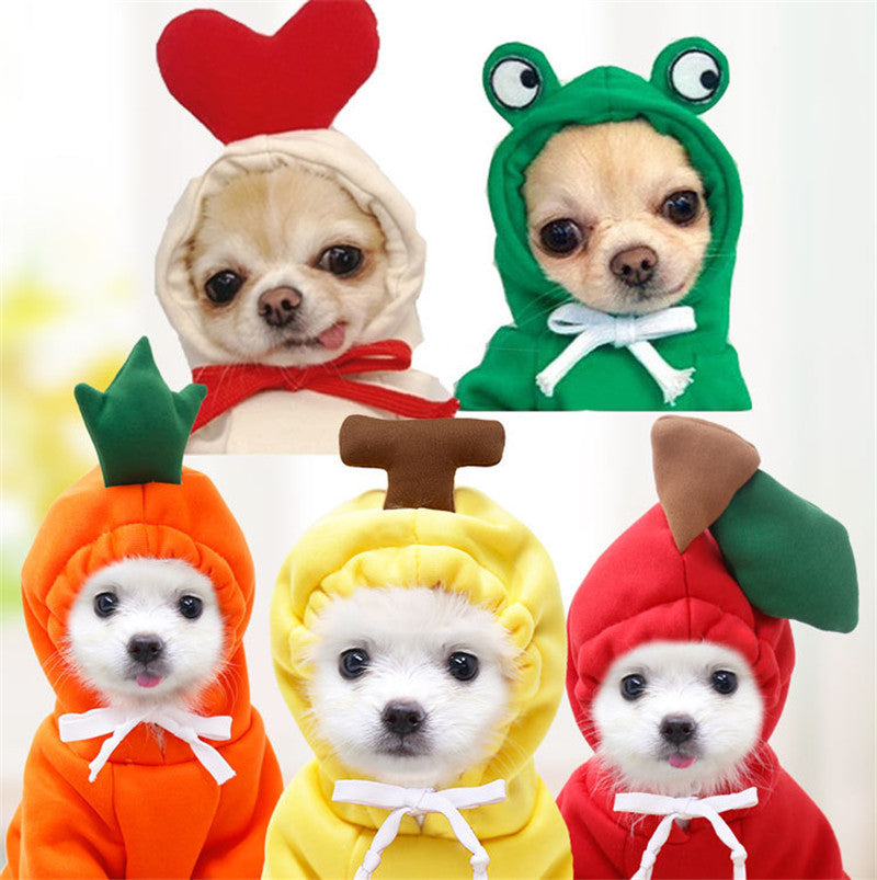 Cute Fruit Dog Hoodies for Small Dogs – Warm Winter Fleece Pet Clothes, Puppy & Cat Costumes for French Bulldog, Chihuahua, and More