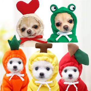 Cute Fruit Dog Hoodies for Small Dogs – Warm Winter Fleece Pet Clothes, Puppy & Cat Costumes for French Bulldog, Chihuahua, and More