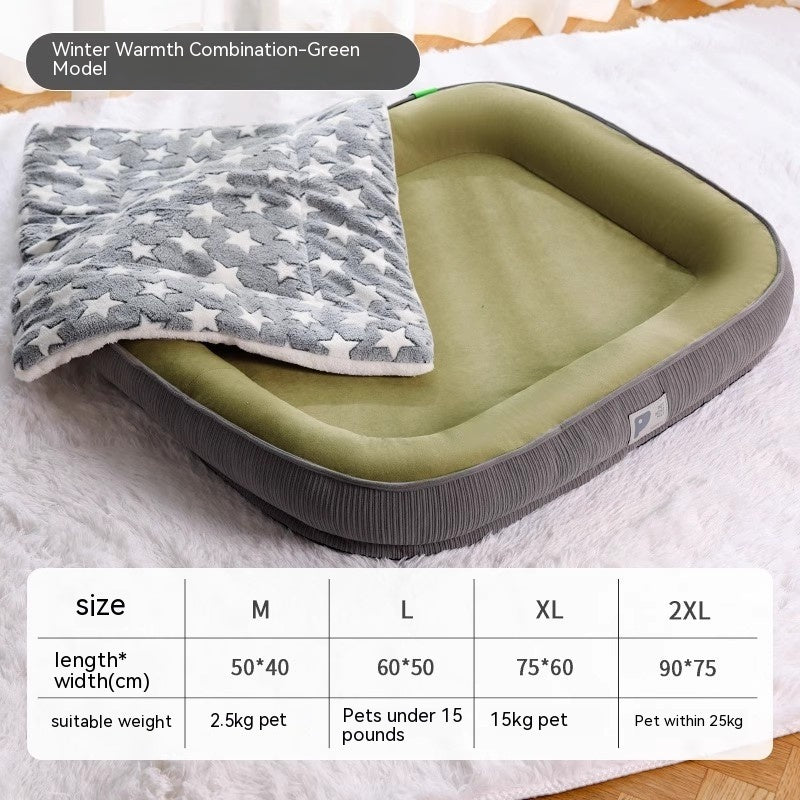 Home Winter Warm Dog Bed – Plush Cozy Pet Sleeping Nest with Blanket, Multiple Sizes & Colors
