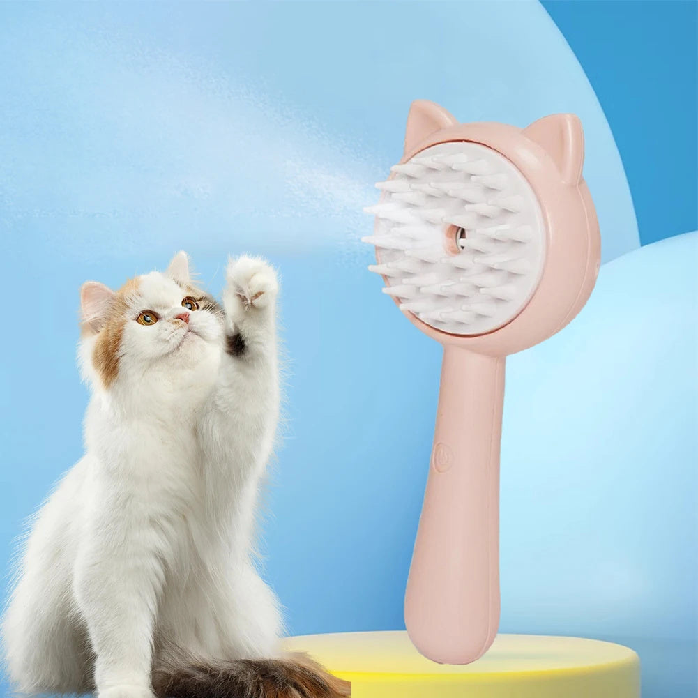 Rechargeable Hair Cleaning Brush with Mist – Multifunctional Pet Grooming & Self-Cleaning Slicker Brush for Dogs & Cats