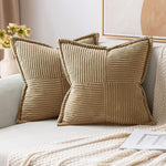 Super Soft Corduroy Pillow Covers – Boho Striped Decorative Throw Covers for Couch, Living Room, Christmas Decor (1 Piece)