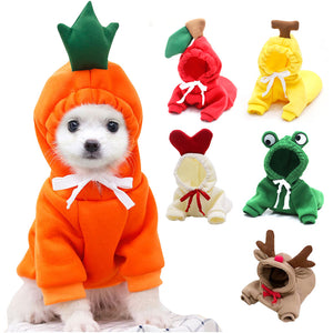 Cute Fruit Dog Hoodies for Small Dogs – Warm Winter Fleece Pet Clothes, Puppy & Cat Costumes for French Bulldog, Chihuahua, and More