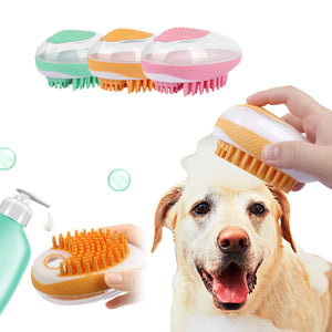 2-in-1 Dog & Cat Bath Brush – Soft Silicone Pet Grooming & Massage Comb with Shampoo Dispenser, Easy-Clean Design