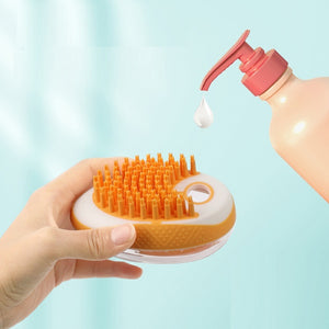 2-in-1 Dog & Cat Bath Brush – Soft Silicone Pet Grooming & Massage Comb with Shampoo Dispenser, Easy-Clean Design