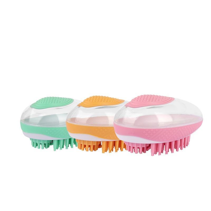 2-in-1 Dog & Cat Bath Brush – Soft Silicone Pet Grooming & Massage Comb with Shampoo Dispenser, Easy-Clean Design