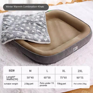 Home Winter Warm Dog Bed – Plush Cozy Pet Sleeping Nest with Blanket, Multiple Sizes & Colors